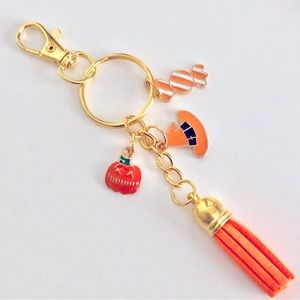 New Enamel Charm Dangling Keychain Tassel Orange Pumpkin Candy Witch Halloween